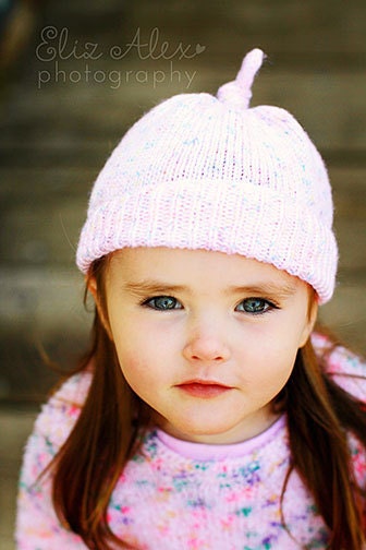 Pink Knit Knot Hat with Ribbed Brim, 3 to 9 Month Size (Item 500)
