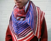 knit scarf: RED N BLUE STRIPELESS giant triangular
