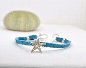 Starfish Jewelry - Sea Star Bracelet, Sterling Silver and Suede Cord Bracelet - Made to Order