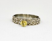 Vintage Style Sterling Silver Ring with Floral Shank, Made to Order Sizes 4 to 12