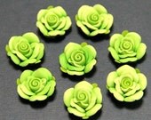 4pc-Rose-green-Polymer Clay DIY Flowers for Earring Pendant Ring 14mm