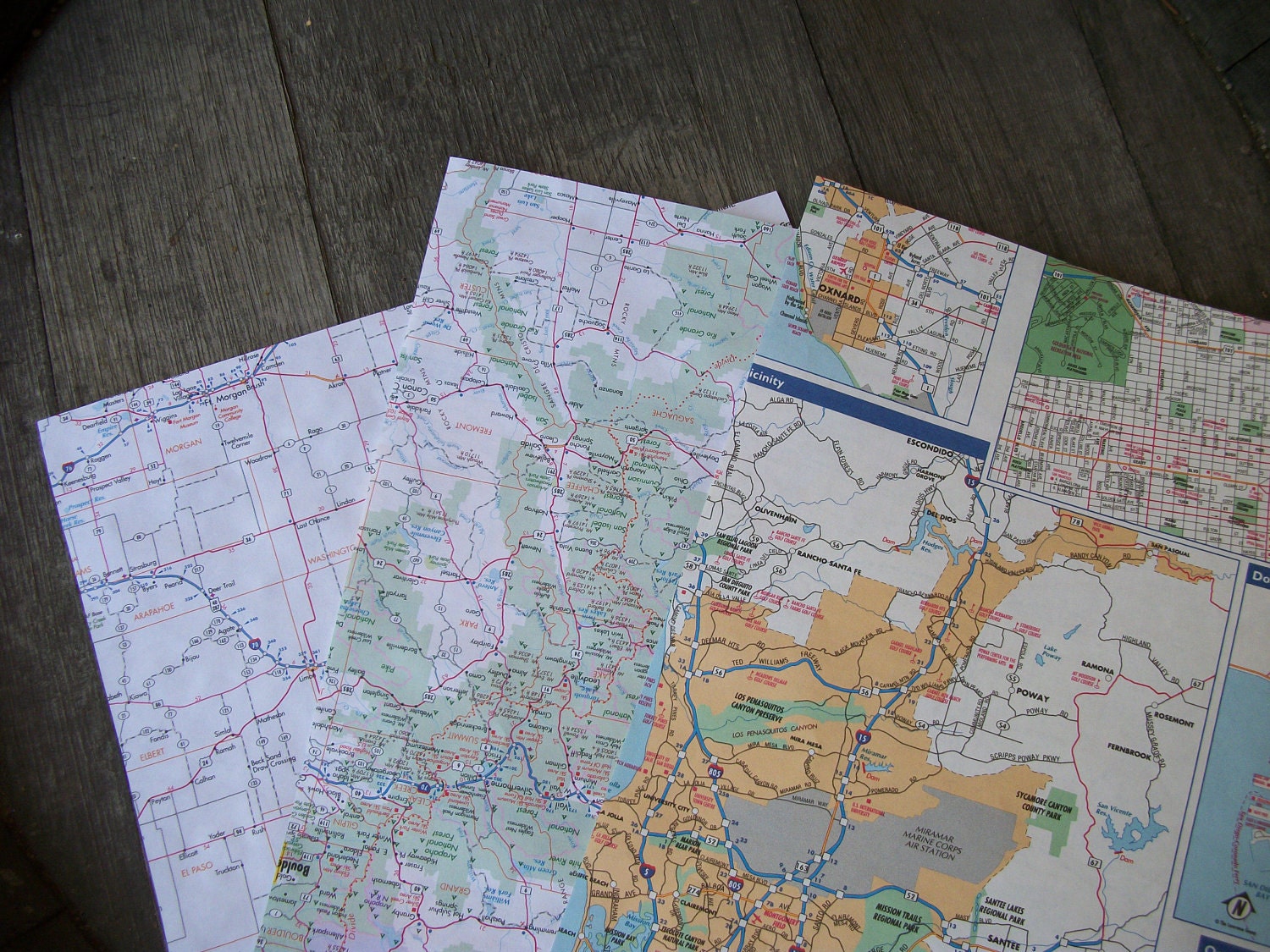 Repurposed map paper sheets -- 8.5 x 11 size