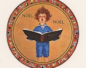 Little Boy Sings Christmas Carol, Noel Noel By Marguerite Davis, Christmas, Antique Print, Printed In USA, 1975