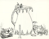Vintage Art Print, Pour Pitcher, Fabled Arts, Illustrated By Norman Kirk II, USA, 1975