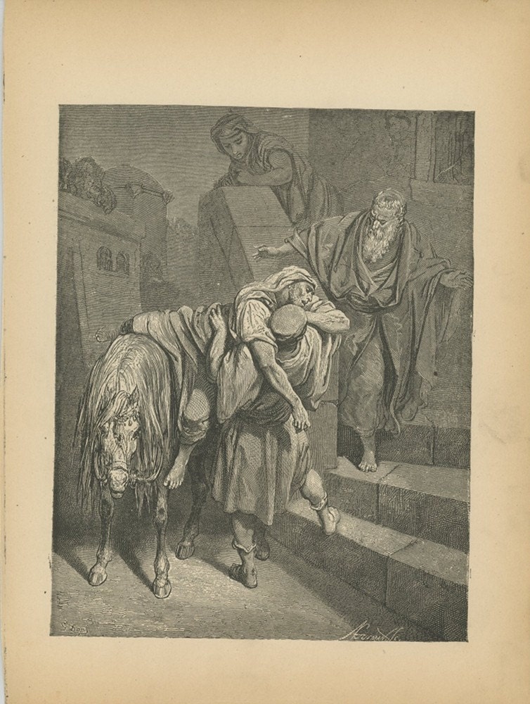 1889, The Good Samaritan, "Bible Talks With Children", Printed In The USA, Antique Print