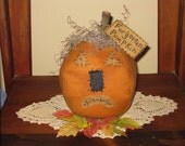 Primitive Pumpkin Head - Fabric - Halloween - Jack-O-Lantern - "Forgotten Pumpkin"