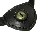 Leather Eye Patch Steampunk Black Eyepatch Green Glass Eye