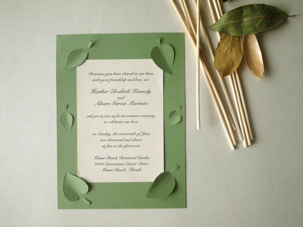 Wedding Invitations Set with Spring Leaves, Cutout, Scrapbook, Papercut by Mama Tita Il_570xn