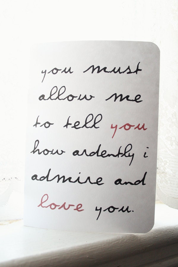 Pride and Prejudice Valentine - Mr Darcy's Proposal