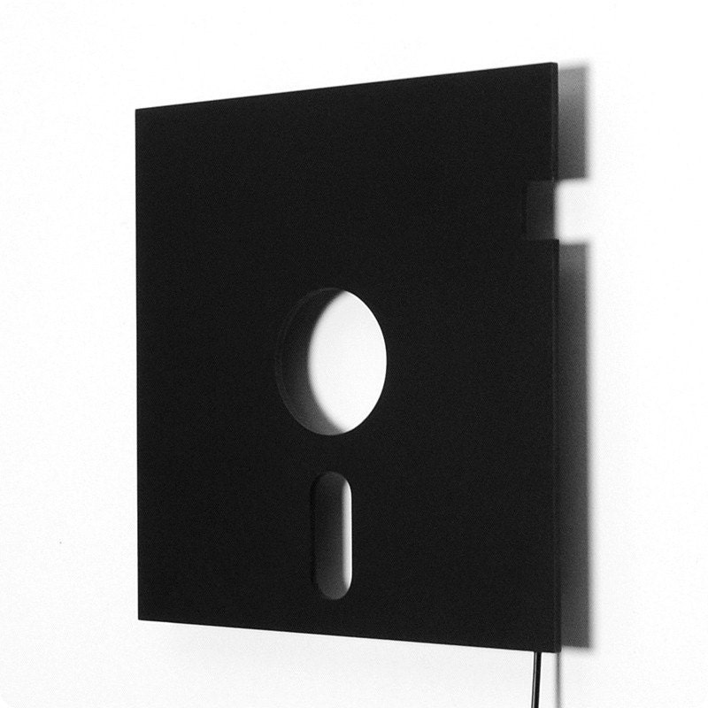 Retro Floppy Disk Geek Decor - Illuminated Wall Art