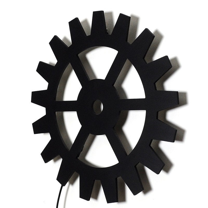 Illuminated Gear Wall Art - Hanging Cog Lamp - Bright Light - Dare I say Steampunk