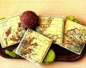 Map Coasters Vintage Scotland Set of Four