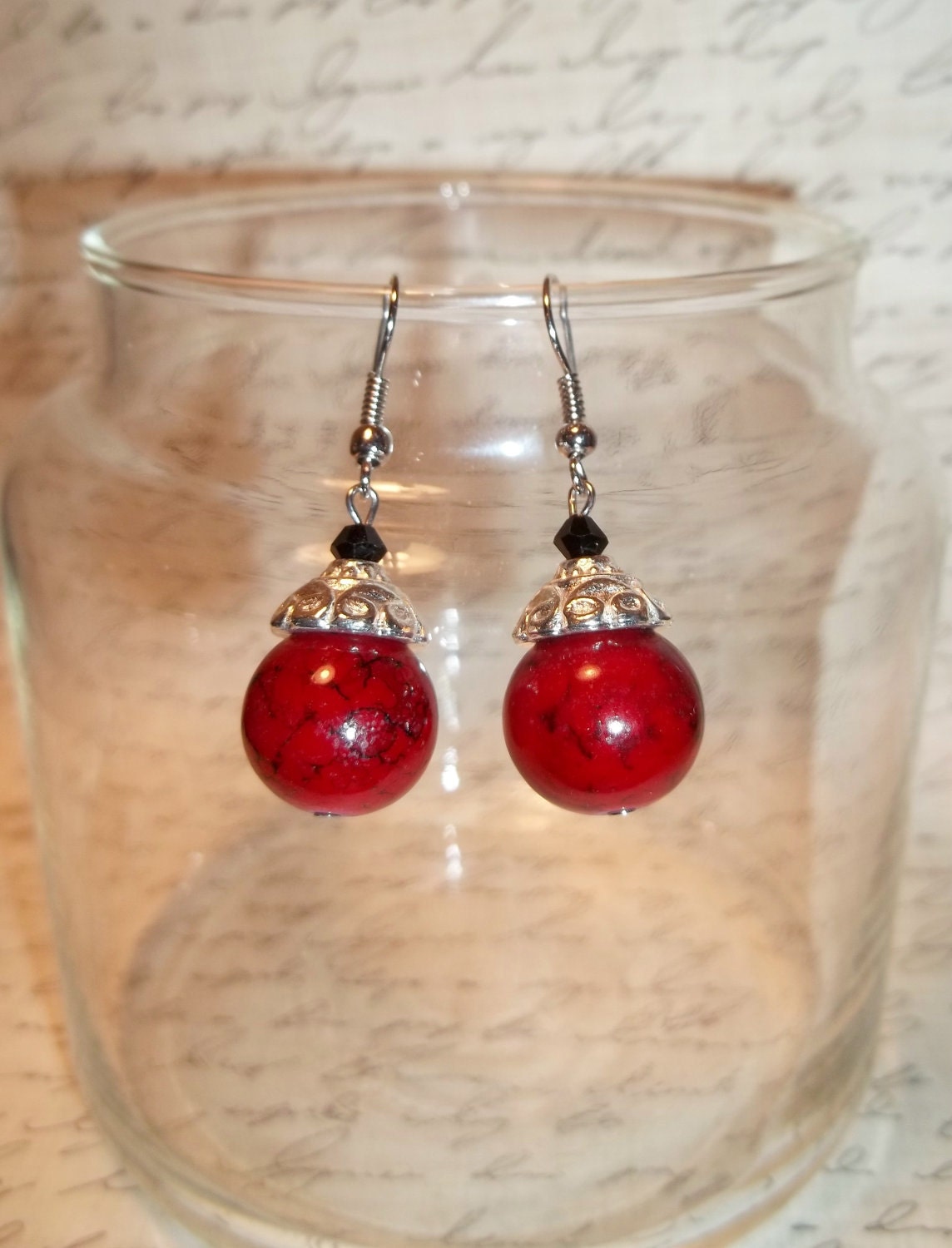 Cranberry Drop Earrings - Free Shipping