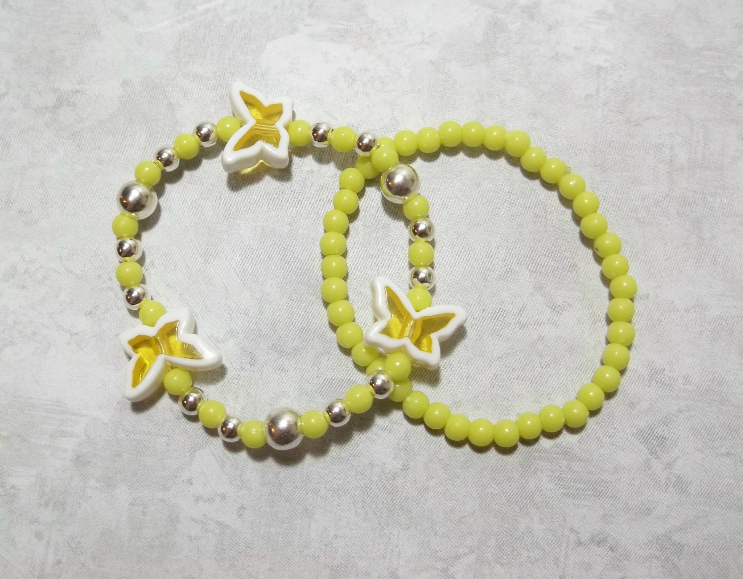Little Girls Shades of Spring Butterfly Bracelets - Yellow - Free Shipping