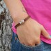 Womens Brown Leather and Silver Hollow Spiral Bead Toggle Bracelet - Free Shipping