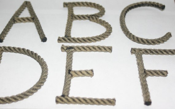 Alphabet Letters Rope Letters MADE TO ORDER Nautical theme decor Weddings & Shower Events