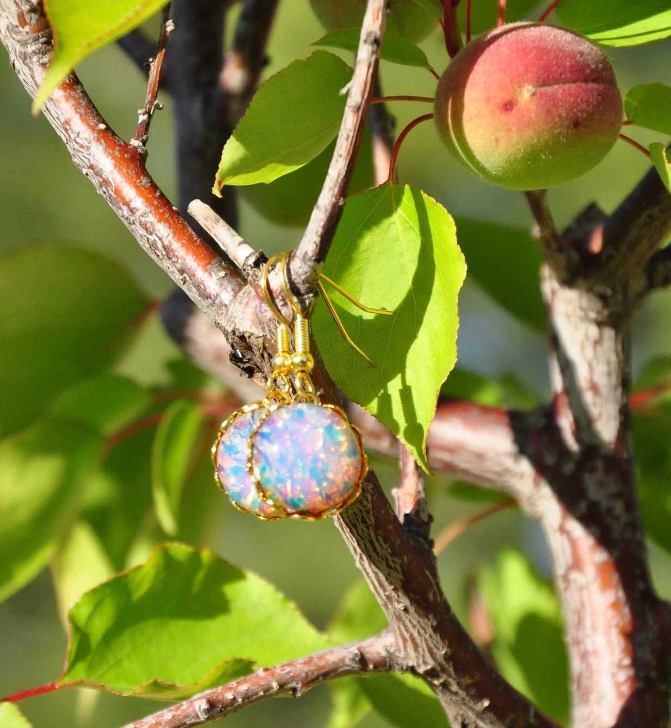 vintage inspired harlequin opal earrings