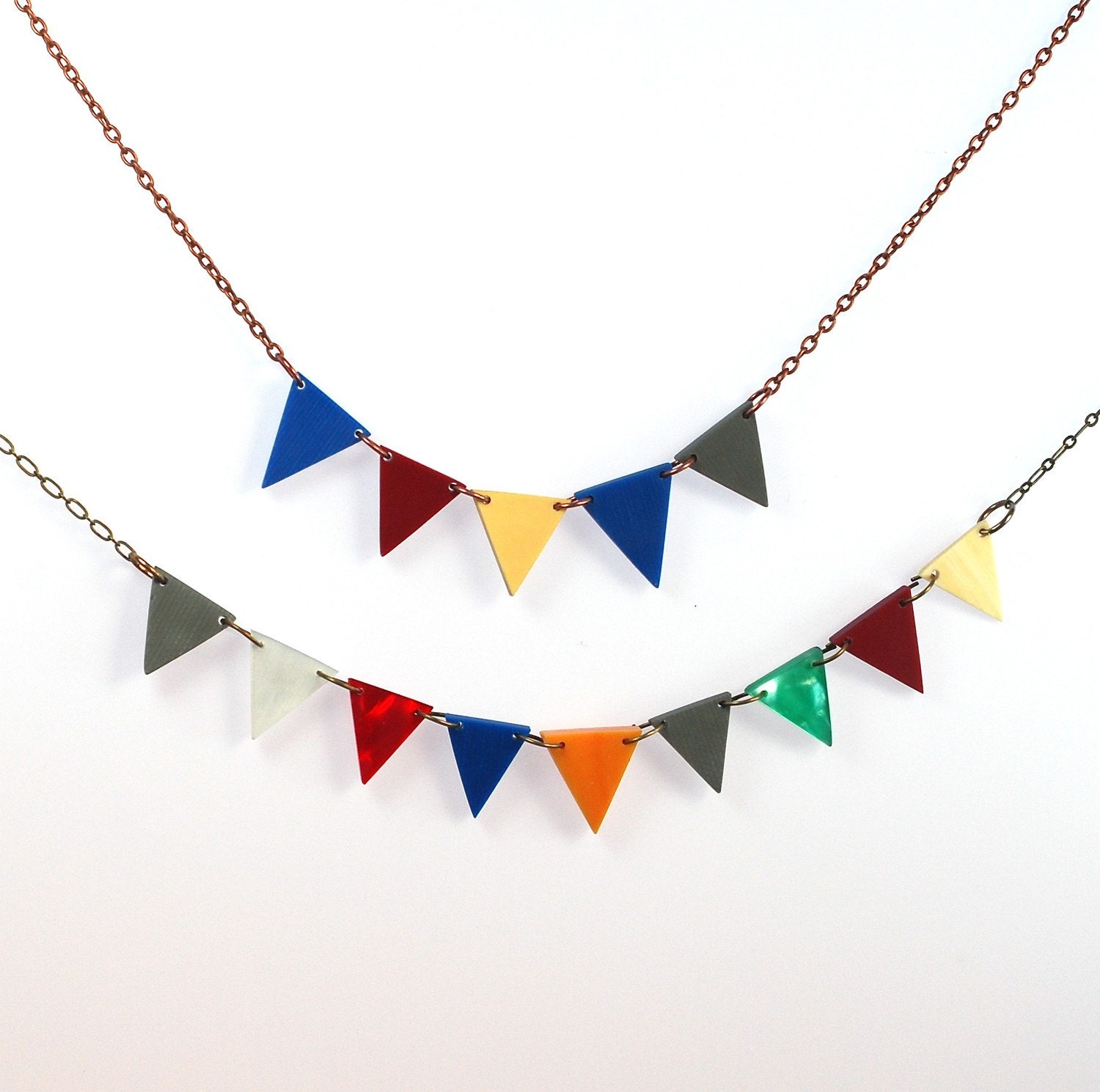 Five Pennant Bunting Necklace Recycled - ThePolkadotMagpie