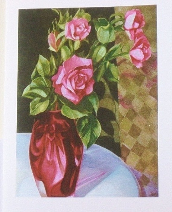 Pink Roses Note Cards - Stationery