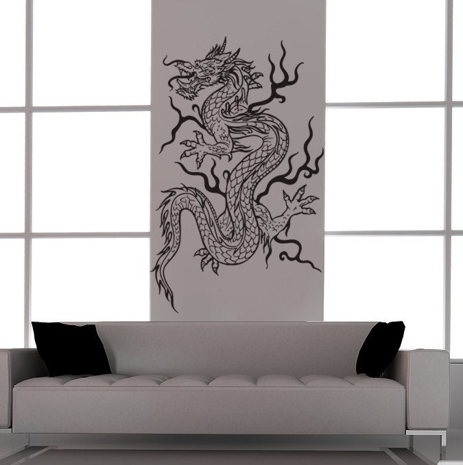 Asian Dragon Vinyl Decal Tattoo Style-Feng Shui-Vinyl Wall Art