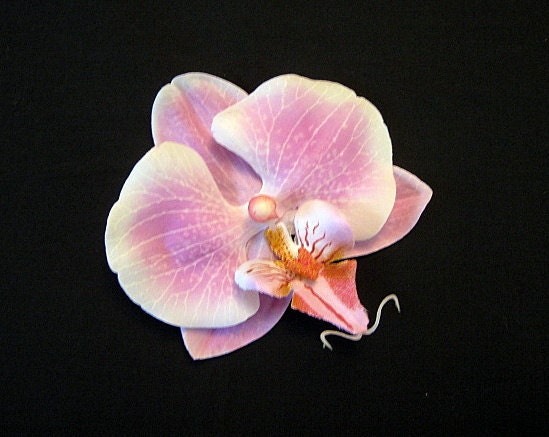 Tropical Purple Orchid  Silk Flower Hair Pin or Clip, Realistic, ON SALE