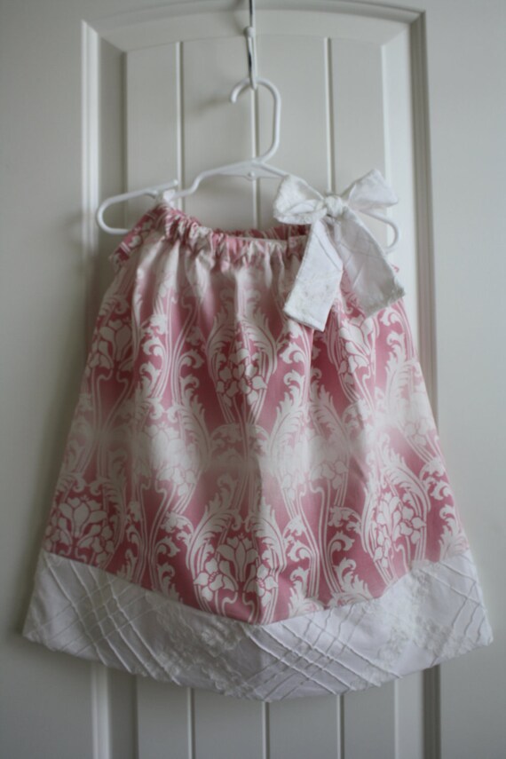 Spring Raspberry & Lace Pillowcase Dress Ready to Ship 2T