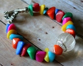Rainbow Gemstones and Crystal Quartz Bracelet