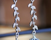 Blue Pearls on Silver Vine Earrings