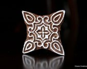 Hand Carved Indian Wood Textile Stamp Block- Geometric Motif