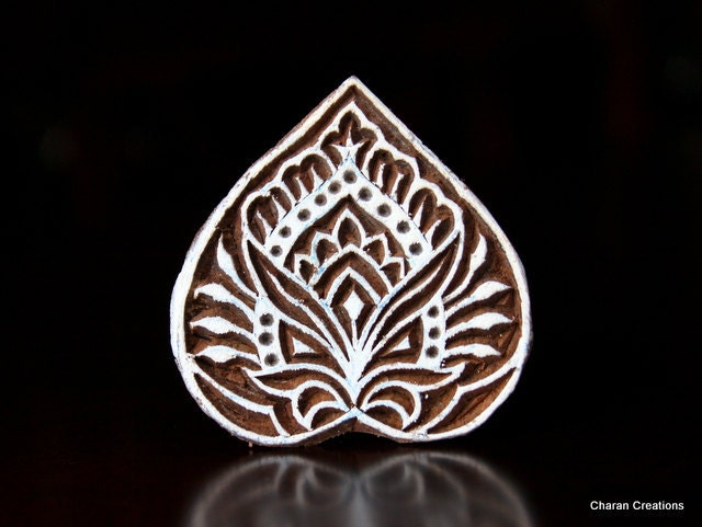 Hand Carved Indian Wood Textile Stamp Block- Heart (REDUCED)