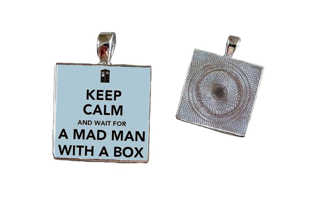 Buy 2 Get 1 Free Doctor Who Keep Calm And Wait For The Mad Man With A Box Key Chain, Key Ring, Pendant, Pet Tag