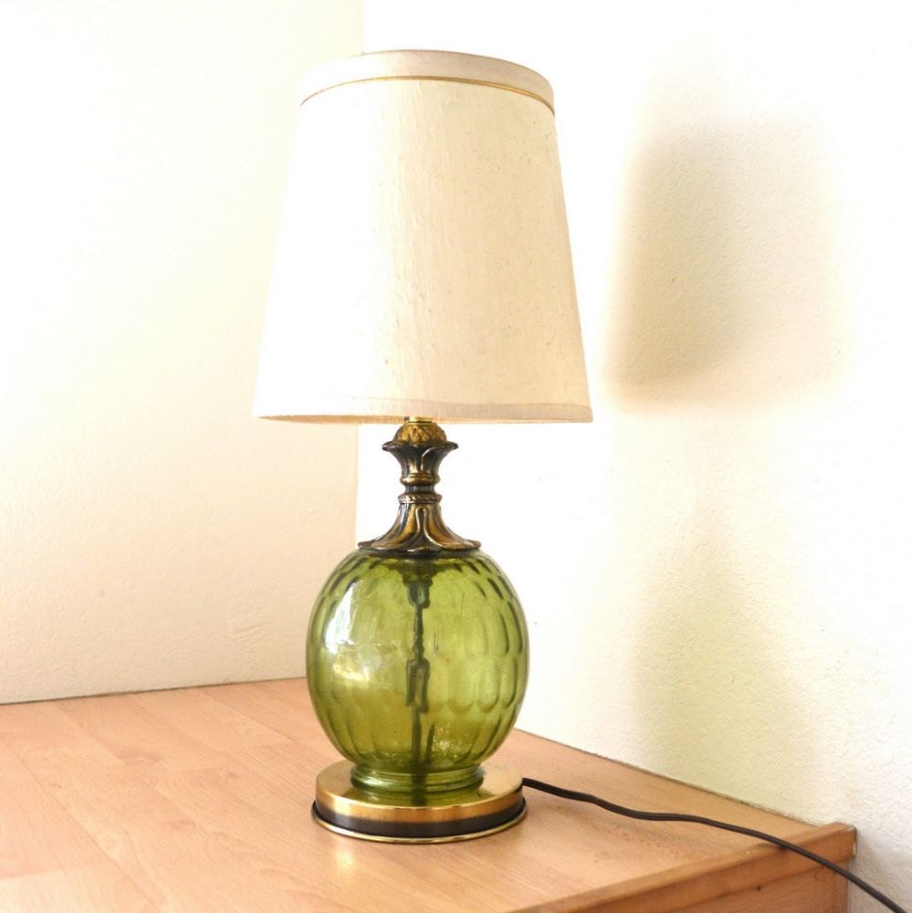 Glass Globe Table Lamps on Vintage 60s Green Glass Globe Bedside Table Lamp