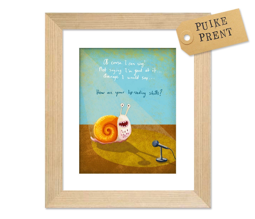 Singing snail pencilsketch digitally coloured art print