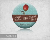 20 Red Rose Save The Date Magnets Personalized Vintage Wedding Favors - 2.25" Inches - Style PIL-012