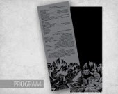20 Black and Silver Wedding Programs, Simple Formal Wedding Programs, Pretty Floral Menus - Style PIL-002