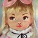 Vintage 1960s Art Print Mimi by Sherle, Big Eyed Clown Girl with Flute
