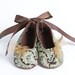 THE DUTCHESS-Brown, Green, Satin Ballet Flat, Ankle Ribbon Tie Baby Girl Bootie