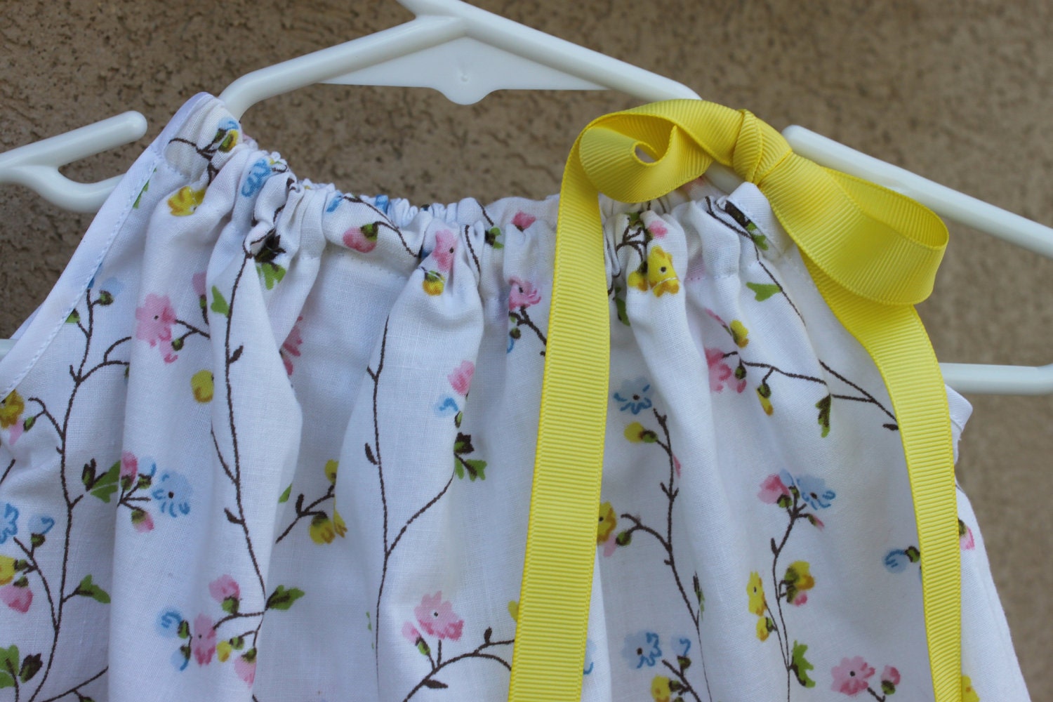 Pillowcase Dress yellow, Blue, Pink, Brown, White, Floral Baby Tunic 0, 3, 6, 9, 12, 18, 24 months size Upclycled