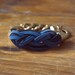 Sailor's Knot Bracelet - Navy and cobalt-colored suede and raw brass chain