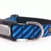Dog Collar with Business Exec Inspired Blue Preppy Stripes - 1" width - "Trump"