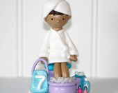 Personalized / Custom Large Spa Birthday Party Cake Topper with Accessories - Manicure Pedicure