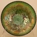 Fenton Green Carnival Glass Stag and Holly Bowl