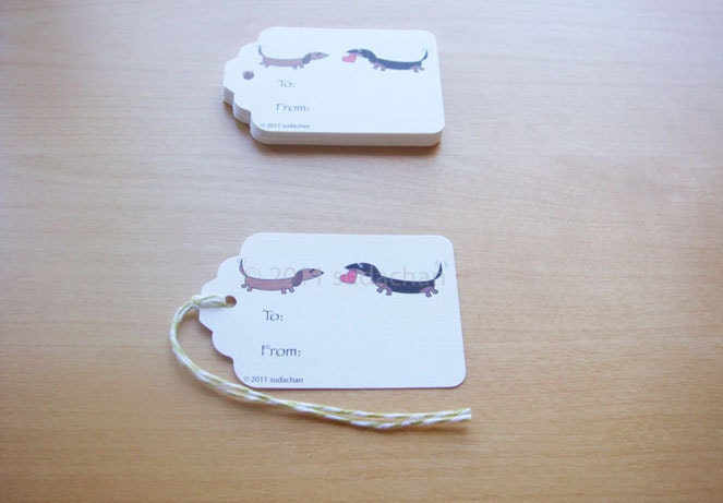 Gift Tags - Dachshunds With Heart (set of 20)