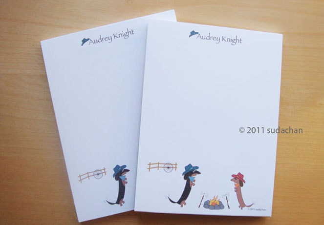 Dachshund Notepads - Cow Dogs on Ranch (set of 2)