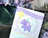 Elephant Birthday Invitations - Purple Yellow and Butterflies Party - DEPOSIT