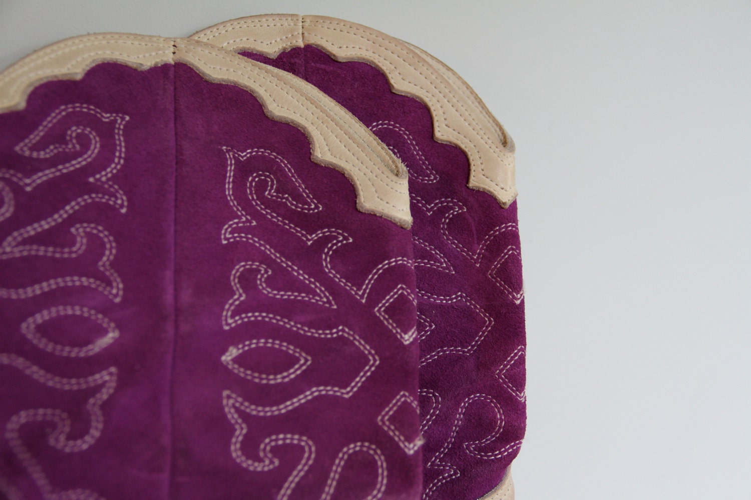 Purple suede and cream leather cowboy boots RESERVED FOR KRISTY