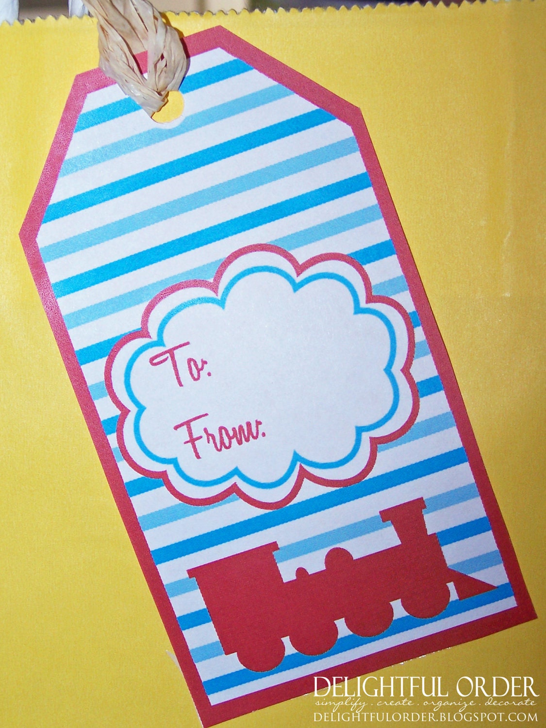 Trains, Dots & Stripes Gift Tags - PDF Printable File