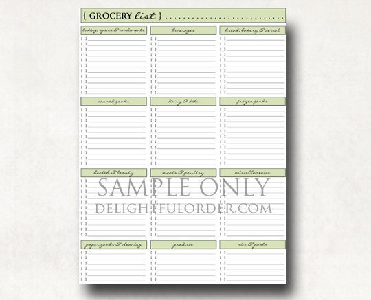 Grocery Shopping List PDF Printable File