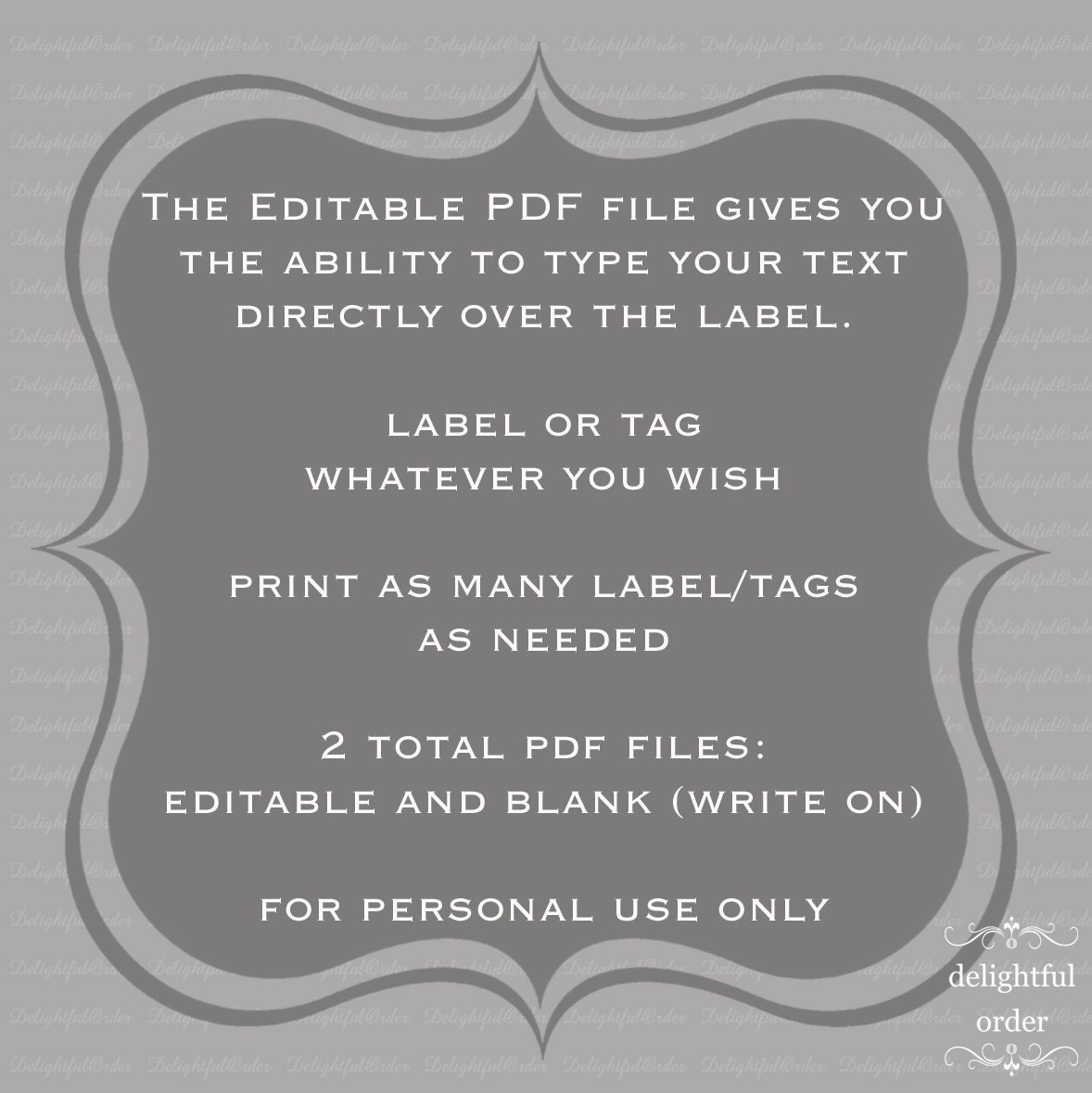 Editable and Printable - Damask Multi-Colored Circle Label/Tags - (2) PDF Files