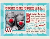 Carnival Circus Birthday Invitation - Double Birthday